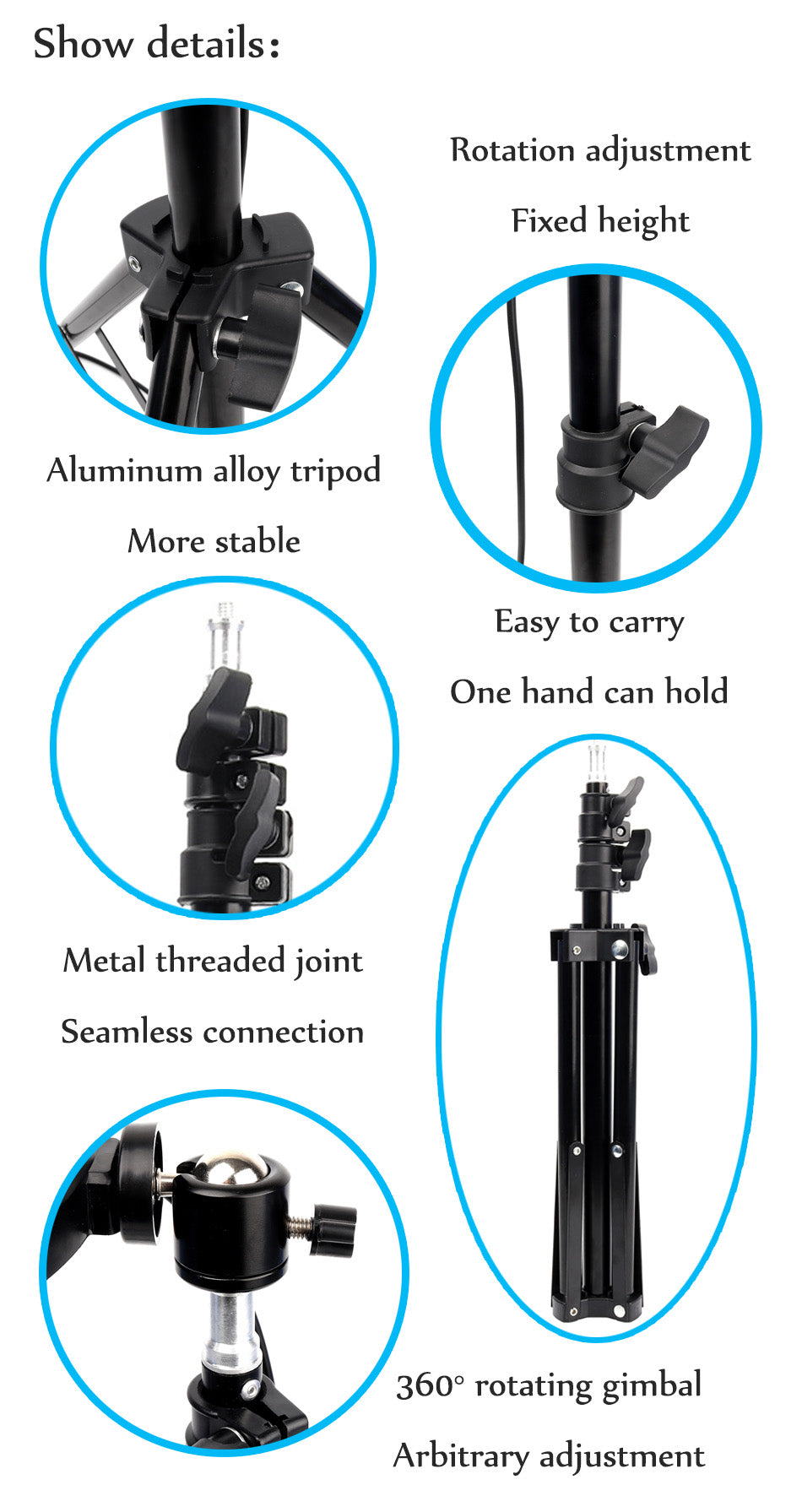 Selfie Ring Light With Tripod Phone Holder Clips - Kiwibay