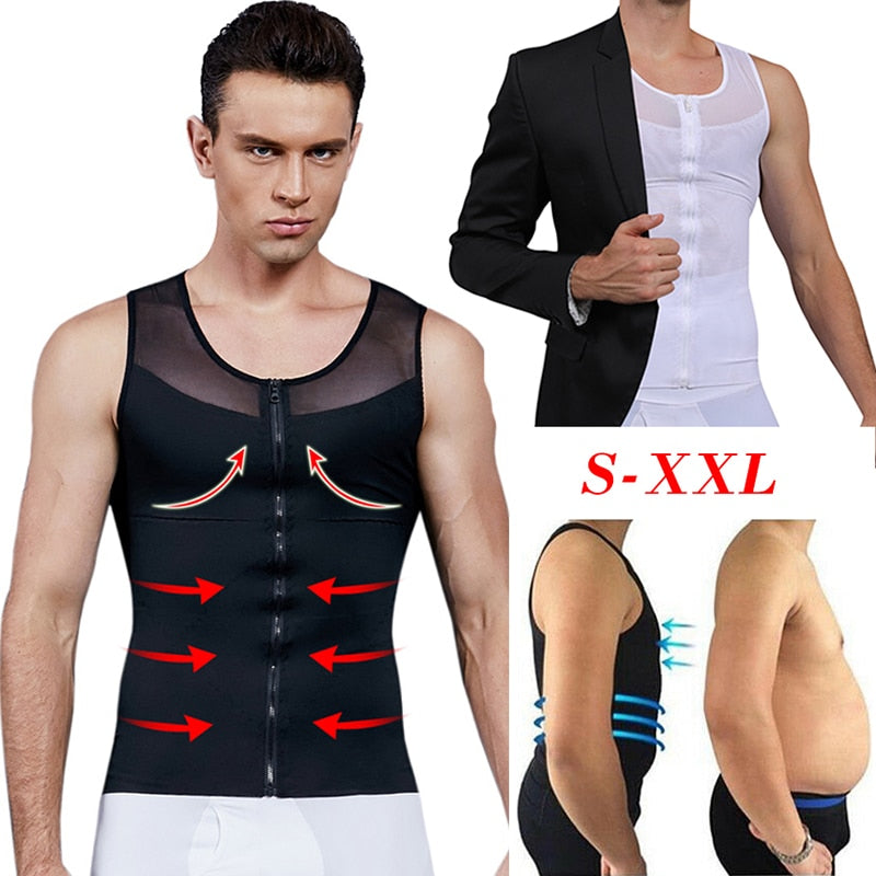 Mens Shapewear - Chest and Tummy Compression Vest - Kiwibay