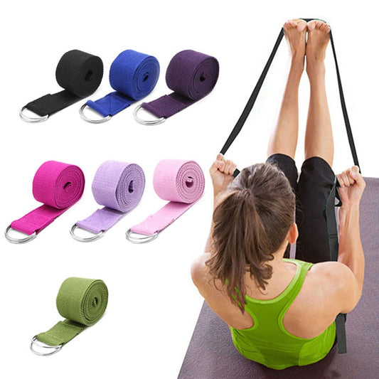 Yoga Stretch Strap D-Ring Fitness Waist Leg Resistance Belt - Kiwibay