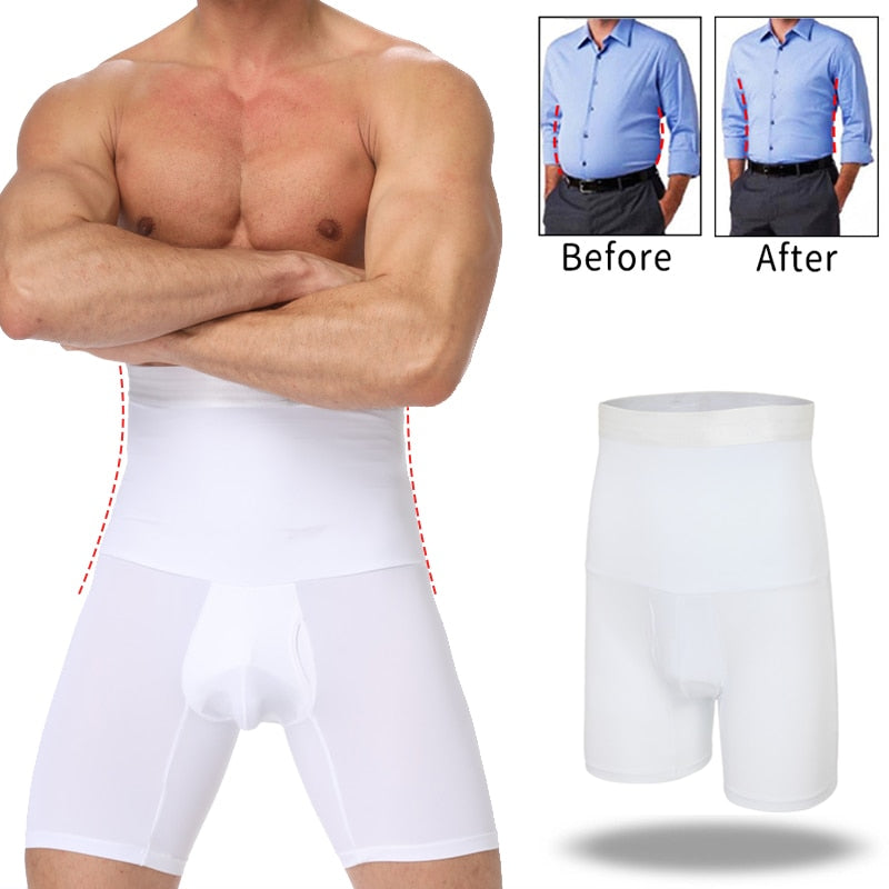 Men Body Shaper Boxer Tummy Control Pants High Waist Compression