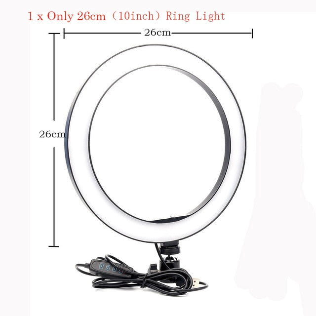 Selfie Ring Light With Tripod Phone Holder Clips - Kiwibay