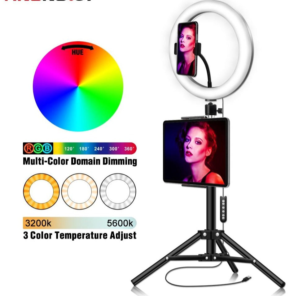 Ring Light with Tablet Holder and Tripod Stand Kit for Photobooth - Kiwibay