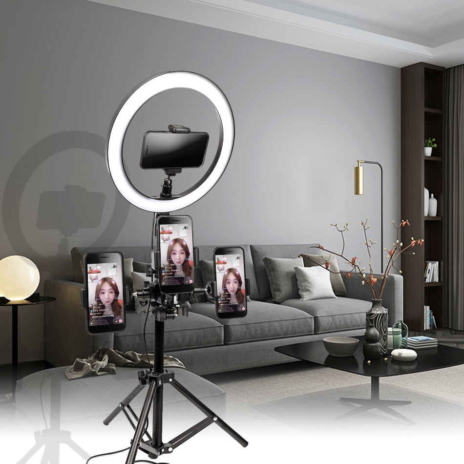 Selfie Ring Light With Tripod Phone Holder Clips - Kiwibay